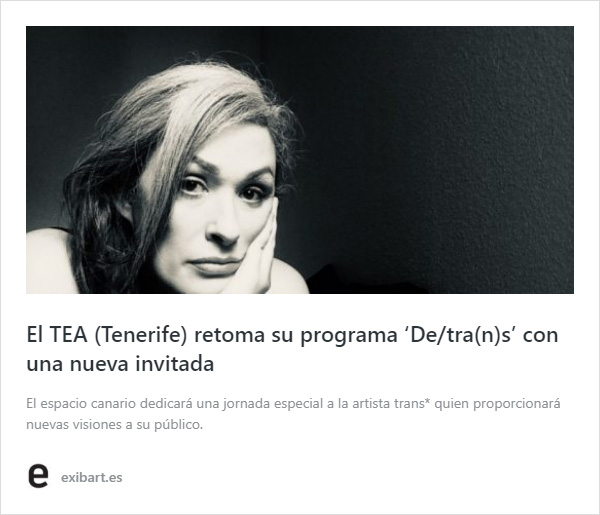 EL TEA (TENERIFE) RETOMA SU PROGRAMA ‘DE/TRA(N)S’ CON UNA NUEVA INVITADA